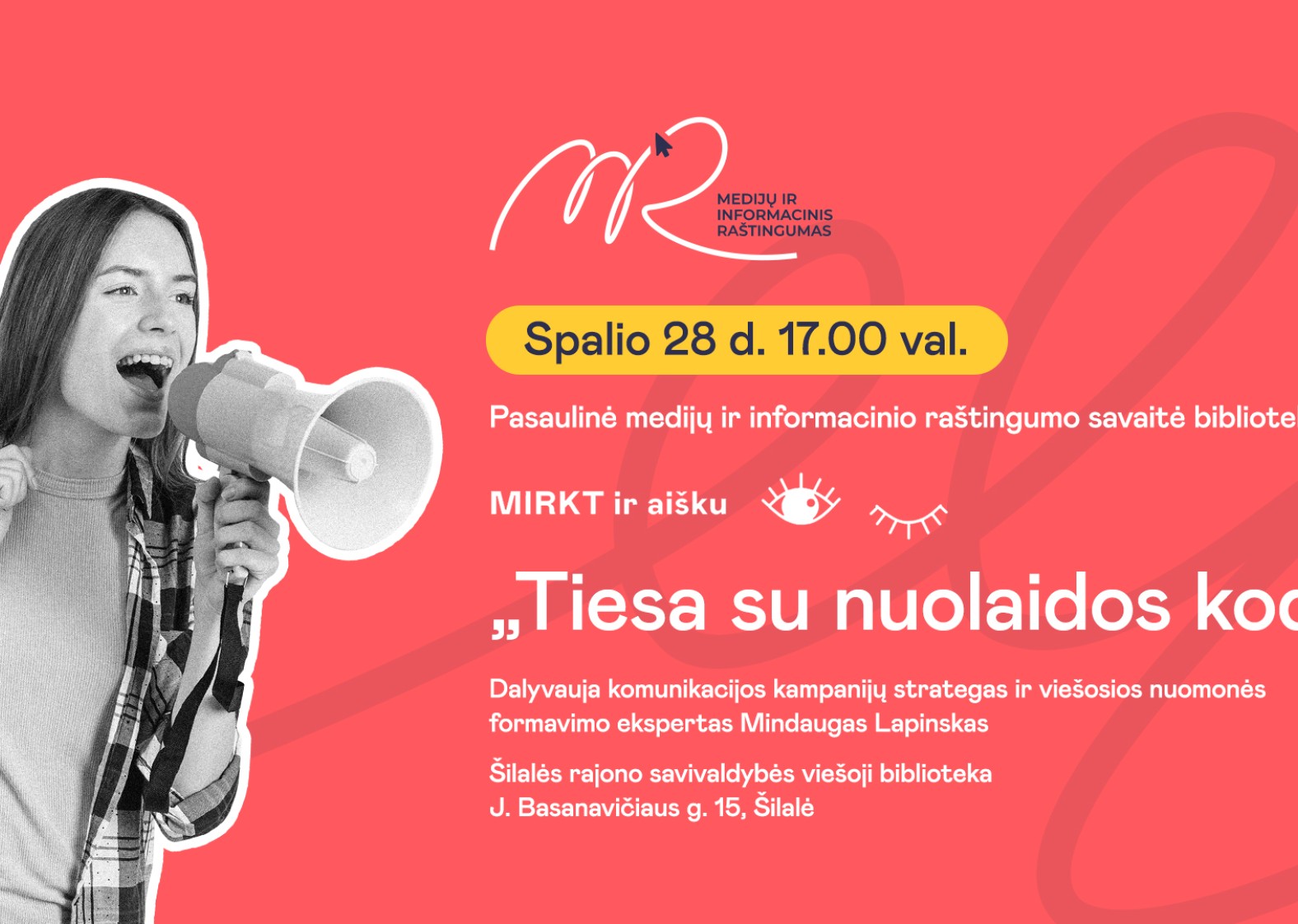 Kviečiame į Pasaulinės medijų ir informacinio ra&scaron;tingumo savaitės renginį 