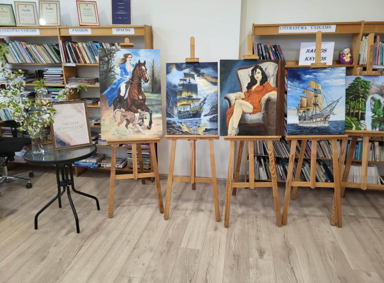 Tapybos darbų paroda Žvingių bibliotekoje