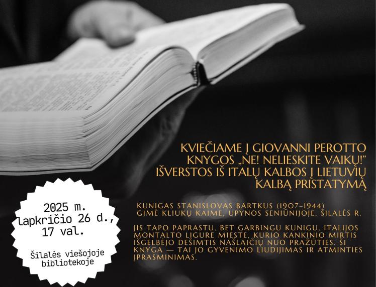 Kviečiame į Giovanni Perotto knygos „Ne! Nelieskite vaikų!" pristatymą
