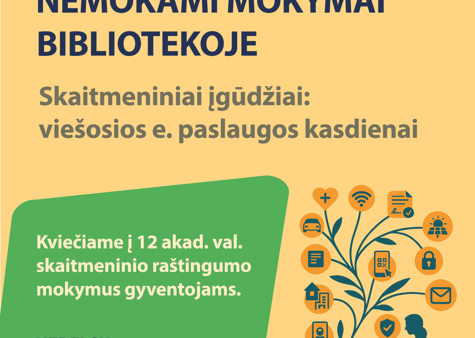 Kviečiame dalyvauti NEMOKAMUOSE MOKYMUOSE &bdquo;Skaitmeniniai įgūdžiai: vie&scaron;osios e. paslaugos kasdienai&ldquo; &Scaron;ilalės bibliotekoje!
