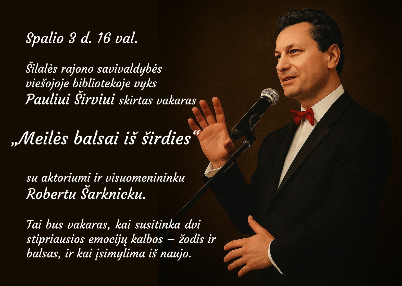 Kviečiame į vakarą &bdquo;Meilės balsai i&scaron; &scaron;irdies&ldquo; 