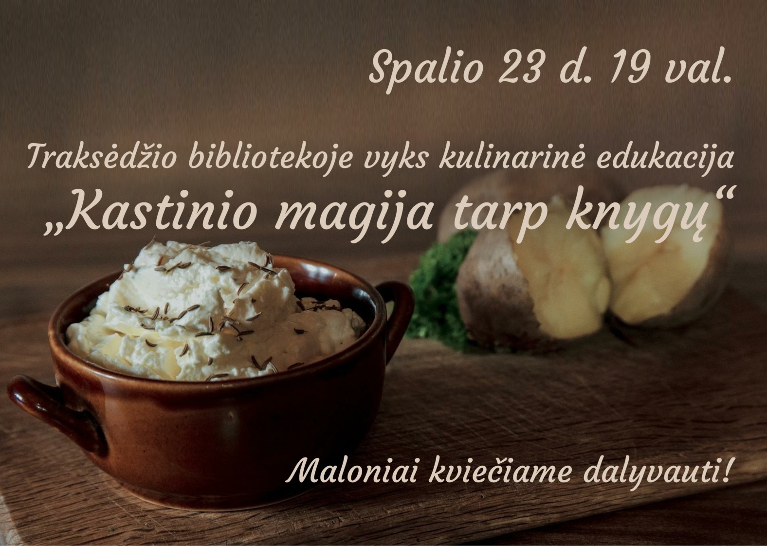 Traksėdžio bibliotekoje vyks kulinarinė edukacija &bdquo;Kastinio magija tarp knygų&ldquo;