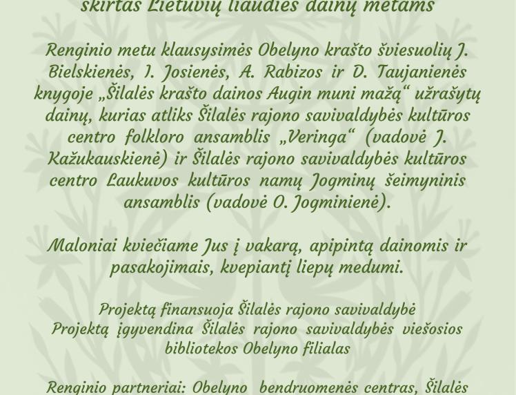 Pasidainavimų vakaras „Kai liepos teka dainomis“