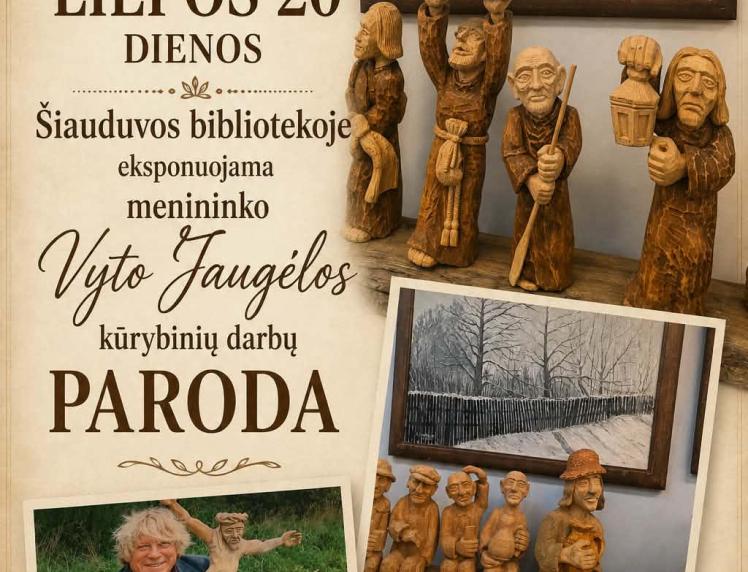 Menininko Vyto Jaugėlos kūrybinių darbų paroda Šiauduvos bibliotekoje